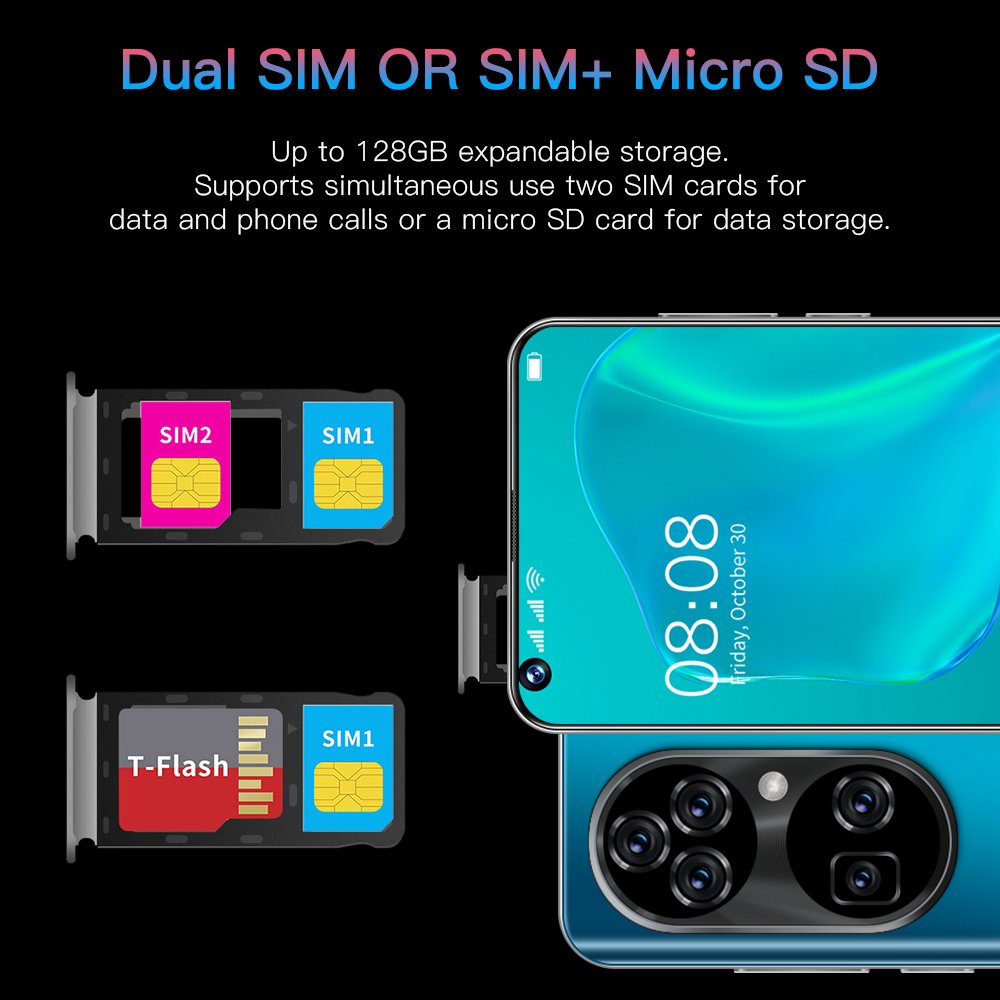 Best popular P50pro+ 16GB+512GB Android 7.3 inch GPS unlocked phone